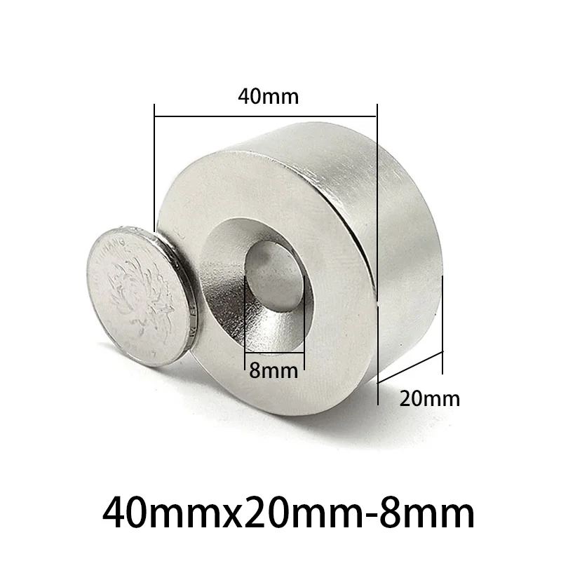 1/2/3/5PCS 40x20-8mm Countersunk Round NdFeB Neodymium Magnet Powerful Rare Earth Permanent Rare Earth Countersunk Hole Magnets