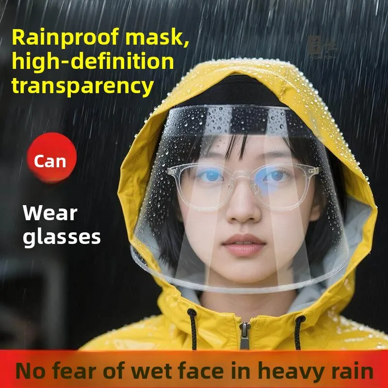 Rainproof Cycling Face Mask  Vehicle Windproof Hat Unisex Full Face Dustproof Transparent Rain Cap for Men And Women