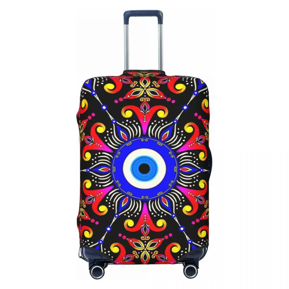 

Custom Mediterranean Evil Eye Luggage Cover Protector Turkish Amulet Culture Travel Suitcase Protective Cover for 18-32 Inch