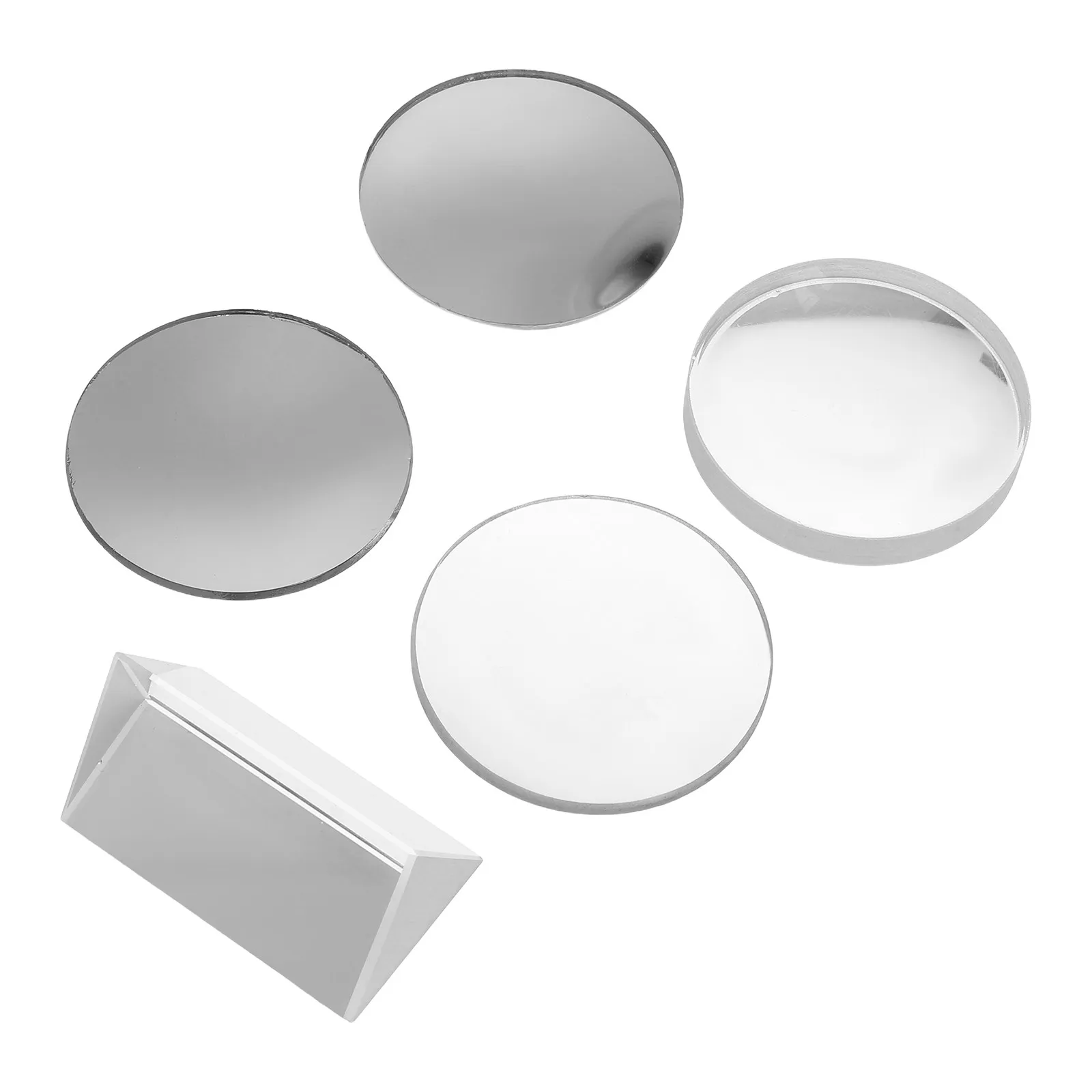 5pcs Transparent Optical Lens Set for Physics Experiments – Convex Concave Lenses for Science Lab Teaching