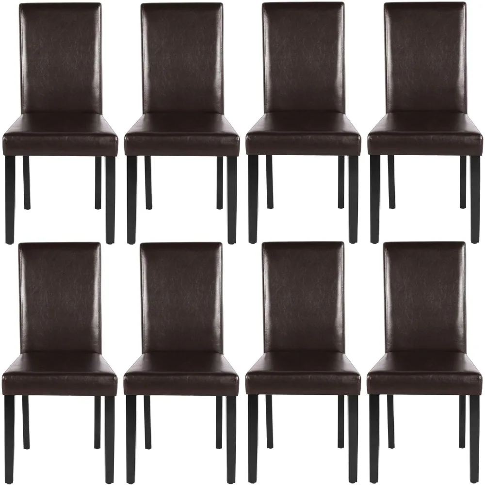 

Dining Chairs Side PU Cushion Chairs with Waterproof Surface and Wood Legs for Kitchen Restaurant and Living Room, Set of 8, Da