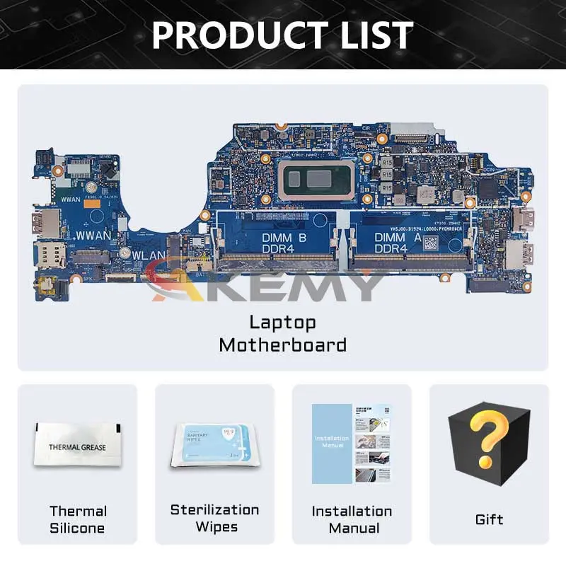 Laptop Motherboard For Dell Latitude 18717-1 5300 0H7KTP 05PW9V Notebook Mainboard With I5-8365U I7-8665U CPU Full Tested