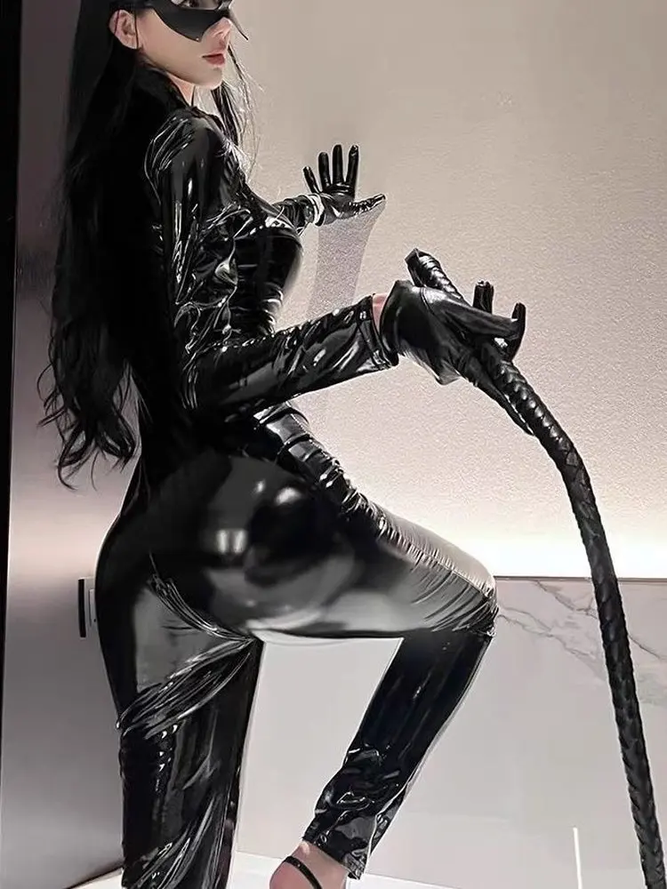 

Костюм для косплея «Королева Слепой Королевы»: Женский кожаный комбинезон с высокой талией и длинными брюками из ПУ-кожи, оригинальный дизайн