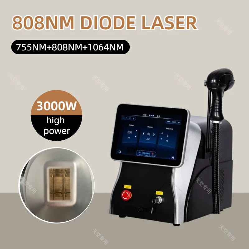 

3 Wavelengths Diode Laser Hair Removal Machine Professional Grade Ice Titanium Epilator for Permanent Hair Reduction.