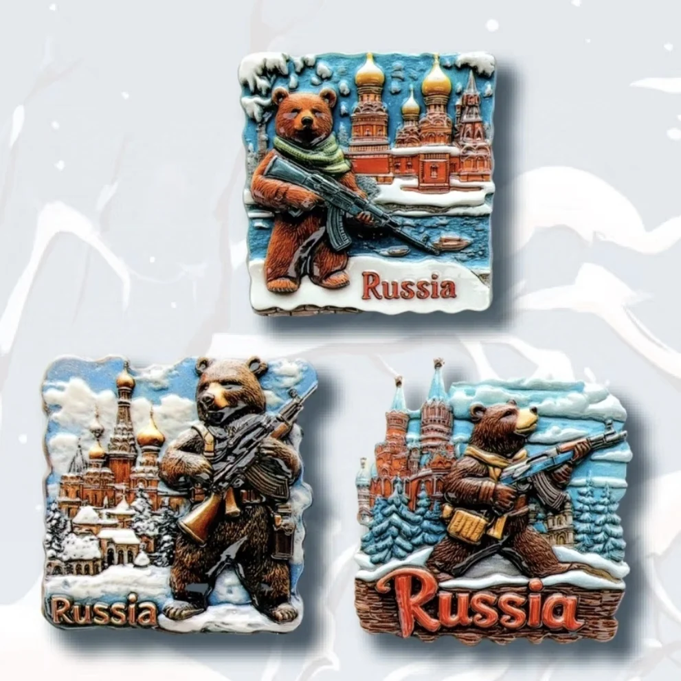 Asia Russia Murmansk Baikal Resin 3D Fridge Magnets Tourism Souvenir Refrigerator Sticker Handicraft Gift Decoration