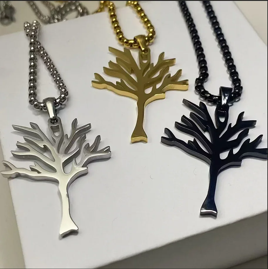 جديد التيتانيوم الصلب شجرة الحياة قلادة قلادة الهيب هوب نمط جودة عالية مجوهرات من صلب لا يصدأ للرجال والنساء #1