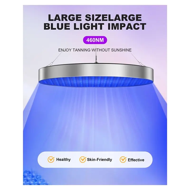 ABYP Tanning Lamp 50W Solarium Lamp For Whole Body 250 Pcs Blue Light 460Nm Round UV Lamps With Hooks And Eye Mask US Plug