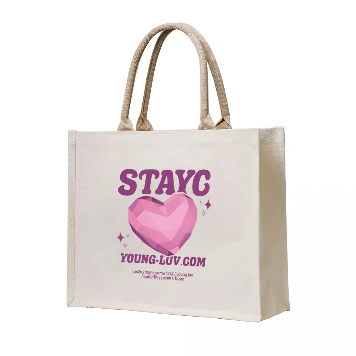 

STAYC's young-luv.com Tote Bag custom fabric bag shopping bag logo shopper bags for women tote bags aesthetic