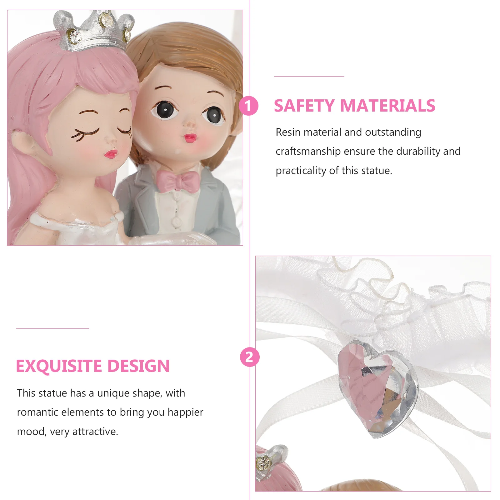 

Resin Bride Groom Couple Ornament Compact Size Wedding Cake Couple Adorn Wedding Party Decor Day Gift