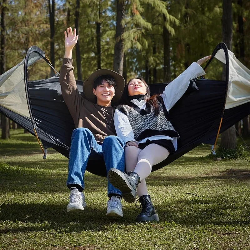 Travel Hammock, outdoor anti rollover, sun shading and anti mosquito, single or double person with mosquito ne