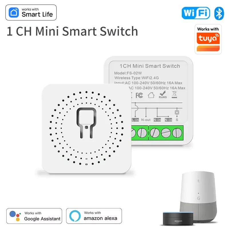 Smart WiFi Smart Switch Module 2-way Control DIY Light Switches Voice Control Works with Tuya Smart Life Alexa Alice Google Home