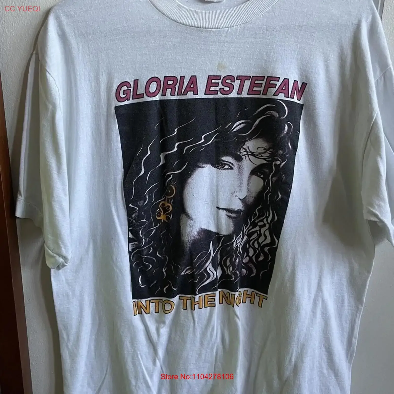 Inspired Gloria Estefan Into the Night Cotton White S to 5XL ConcerT T Shirt CO_70 long or short sleeves vintage Washed homme