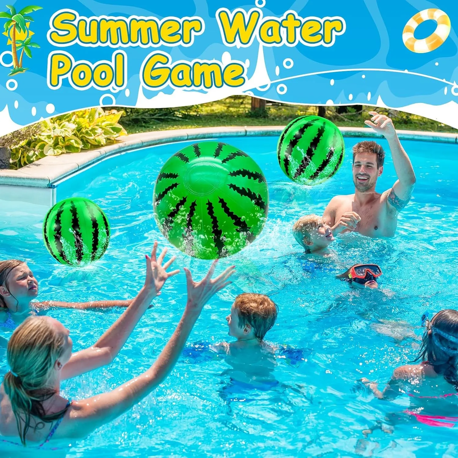 6/12PCS Inflatable Watermelon Beach Balls for Kids Adults Swimming Pool Toys Birthday Party Favors Outdoor Summer Water Toys