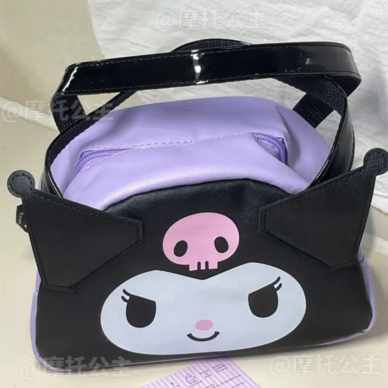 Kuromi Anime Kawaii Sanrio الأطفال سعة كبيرة حقيبة التخزين المحمولة لطيف الكرتون مقاوم للماء حقيبة يد هدايا للأطفال