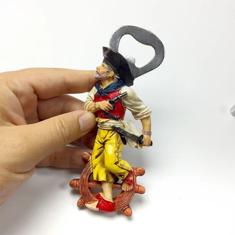 

Personalized Creative Caribbean Pirates Bottle Opener Magnetic Fridge Magnet Travel Souvenir Home Decoration
