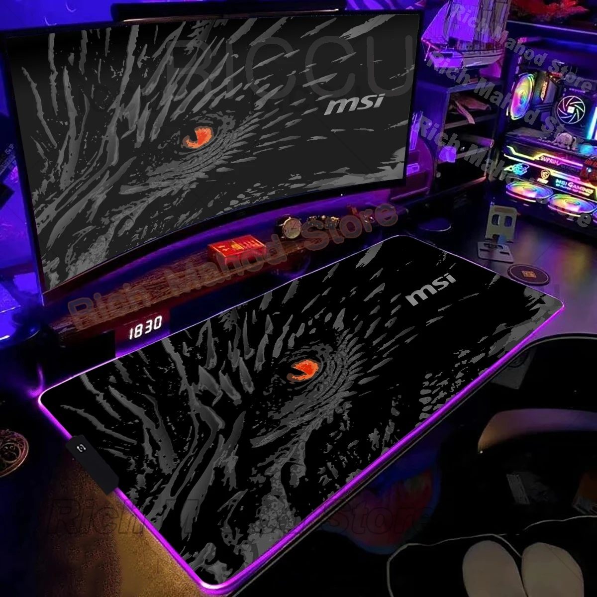 RGB 마우스패드 컴퓨터 확장 패드 E-스포츠 마우스 패드 게이머 테이블 매트 MSI 드래곤 고무 PC 키보드 데스크매트 게이밍 액세서리