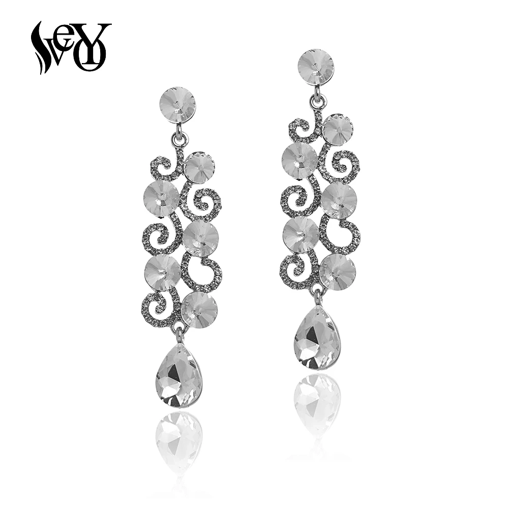 VEYO Vintage Lady kryształowe kolczyki geometryczne z dziurami na imprezę wiszące kolczyki dla kobiet moda biżuteria nowość
