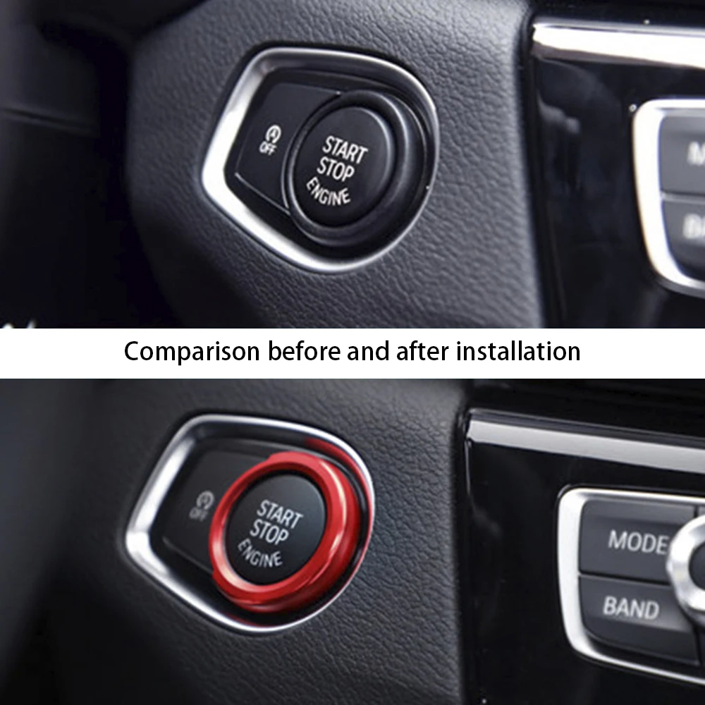 For BMW 1 2 3 4 Series X1 F48 F20 F21 F30 F32 F33 F34 F36 F45 F46 Car Engine Start Button Stickers Ignition Key Ring Trim Cover