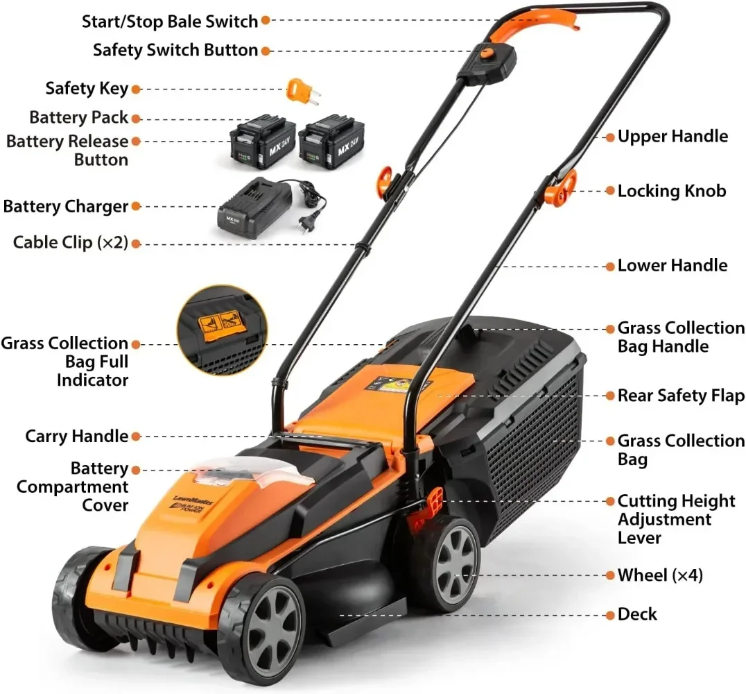 20VMWGT 24V Max 13-inch Lawn Mower and Grass Trimmer 10-inch Combo with 2x4.0Ah Batteries and Charger tools garden