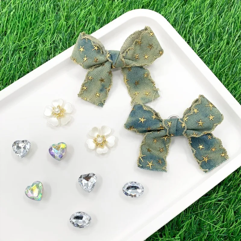 Ensemble de breloques de chaussures à la mode, 10 pièces, accessoires, trou, boucle de chaussure, nœud diamant, fleur blanche, décorations de chaussures pour enfants, femmes, filles, cadeau