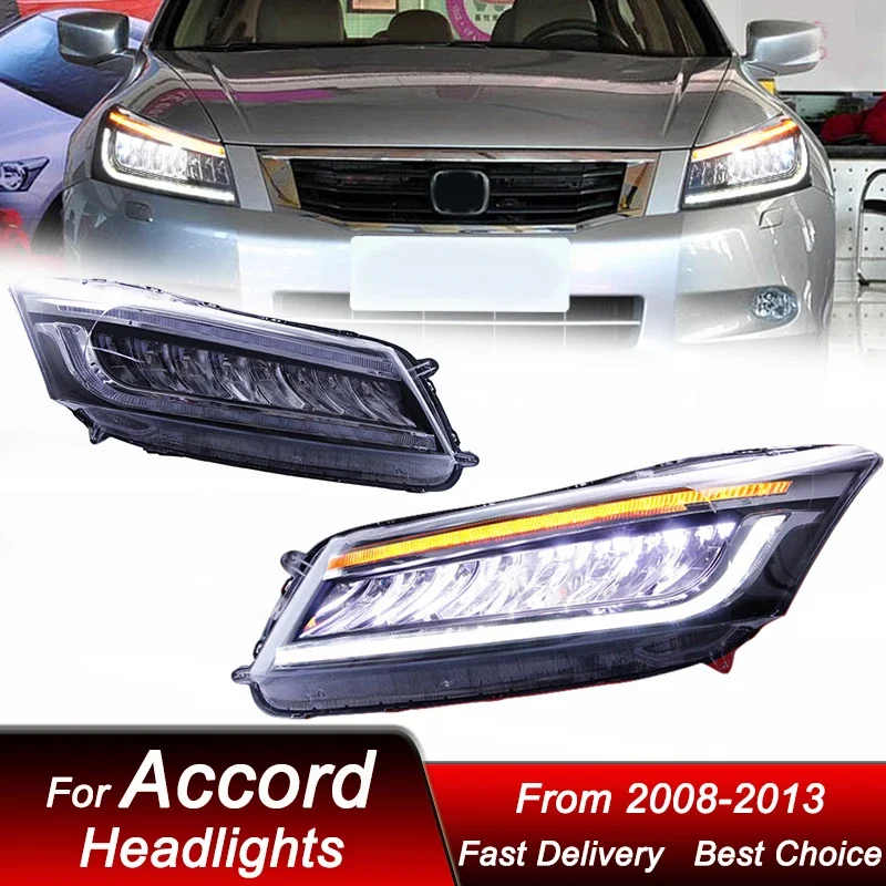 

Pop Car Headlights For Honda Accord G8 08-13 To New Style Full LED Assembly Upgrade High Configure Projector Lens Accessories Ki