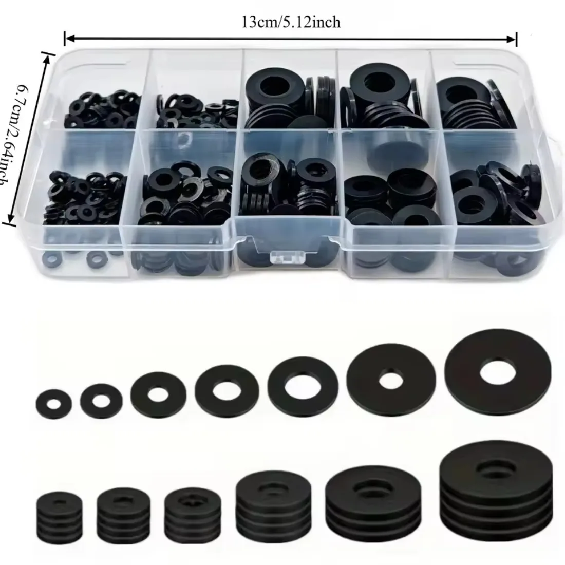 500pcs Nylon Washer Flat Assortment Set with 8-size Safety Plates M2 M2.5 M3 M4 M5 M6 M8 M10 Nylon Sealing Washers image 3