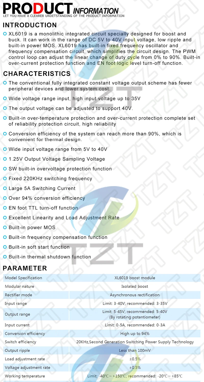 1/3PCS 5A DC-DC Step Up Power Modul Boost Volt Konverter 3,3 V-35V zu 5V 6V 9V 12V 24V XL6019 – Detail 1