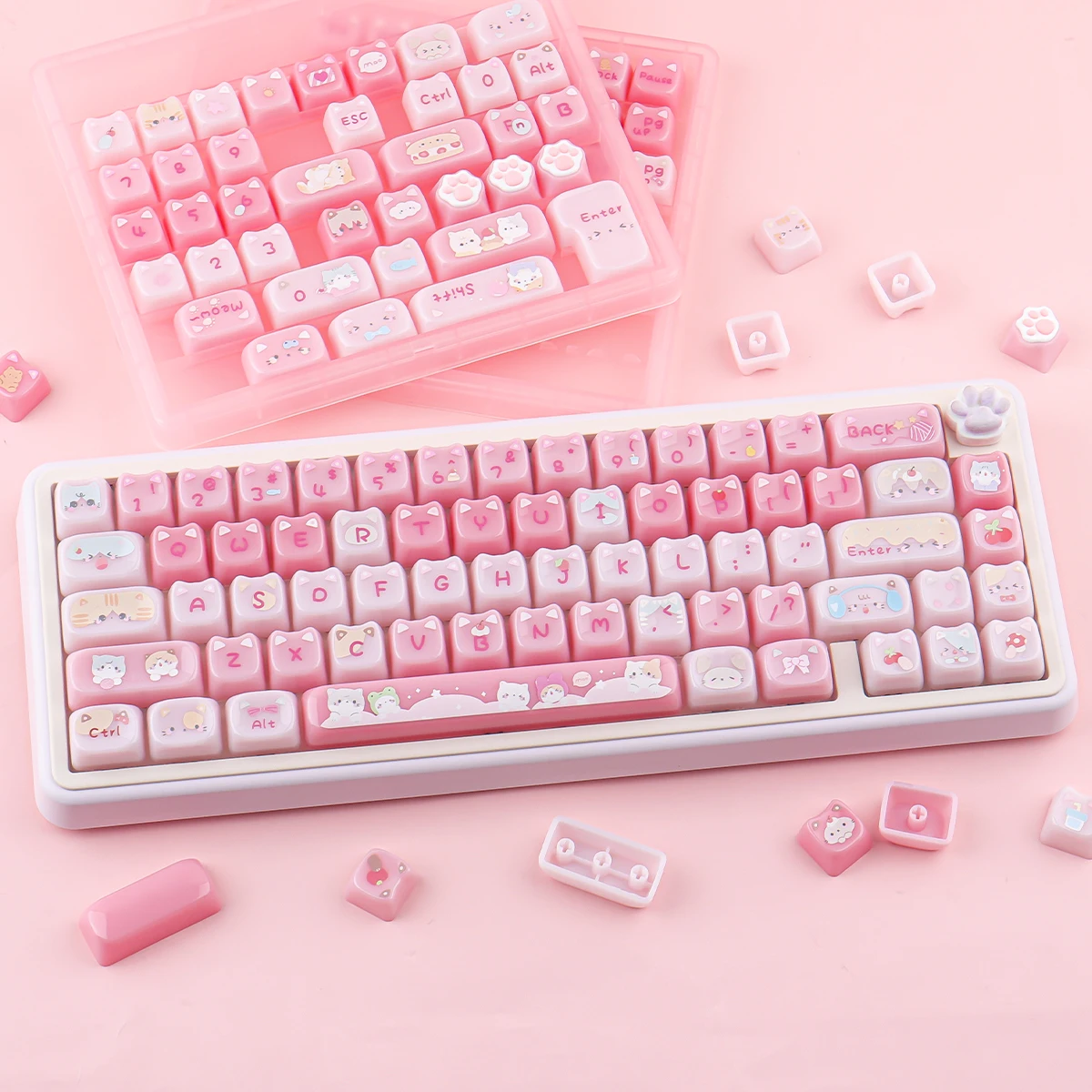 Meow Pudding Keycaps Set 148 Keys PBT Material MAO Profile DYE-SUB Wooting Personalized For MX Switch Mechanical Keyboard Keycap