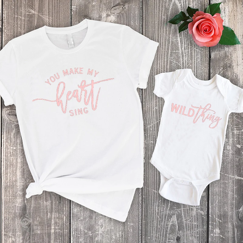 Wild Thing Shirt You Make My Heart Sing Family Matching Clothes Mommy and Me Outfit Kids Outfits Summer T-Shirts Girls Outfits