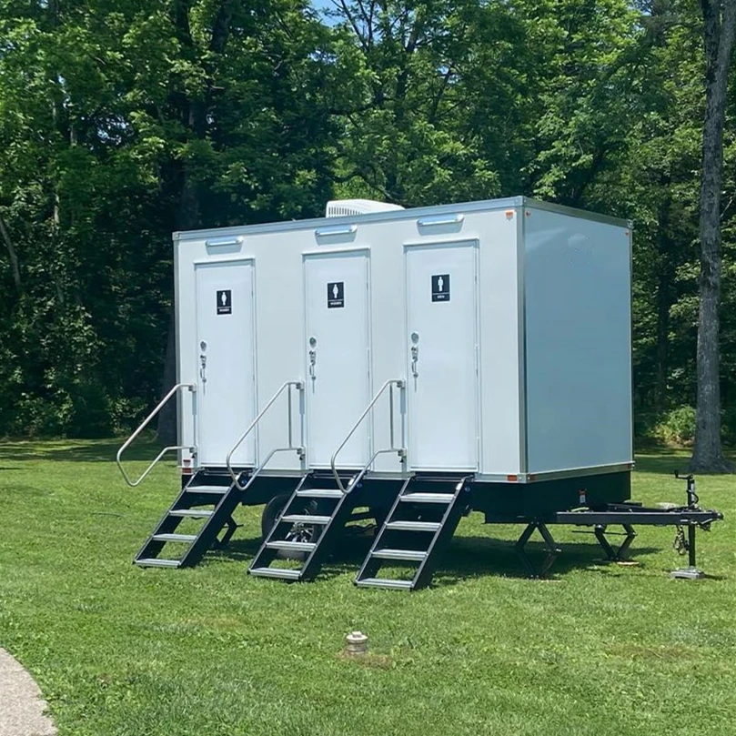 3 Station Prefab House Shower Rooms Outdoor Portable Bathroom Camping Mobile Toilet Trailer Luxury Restroom Trailer With DOT