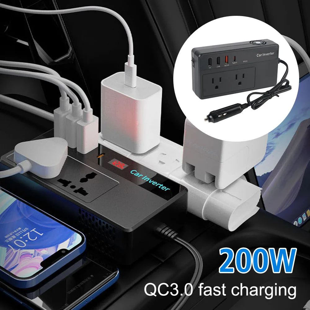 For Vehicles Charging Converter Cigarette Lighter Power Adapter Car Transformer Convert DC 12V 24V To AC 220V Car Power Inverter