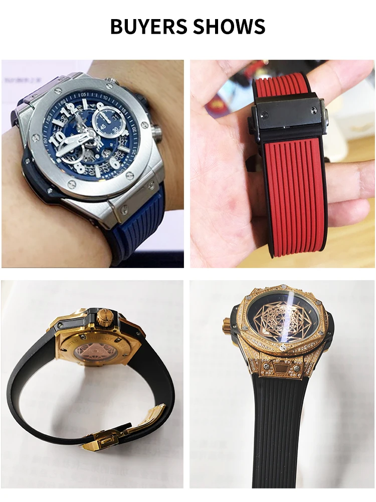 Men Waterproof Sweat-Proof Rubber Silicone Watch Strap for HUBLOT Yubo Big Bang Classic Fusion Sports Tattoo Watchbands 27 X17mm