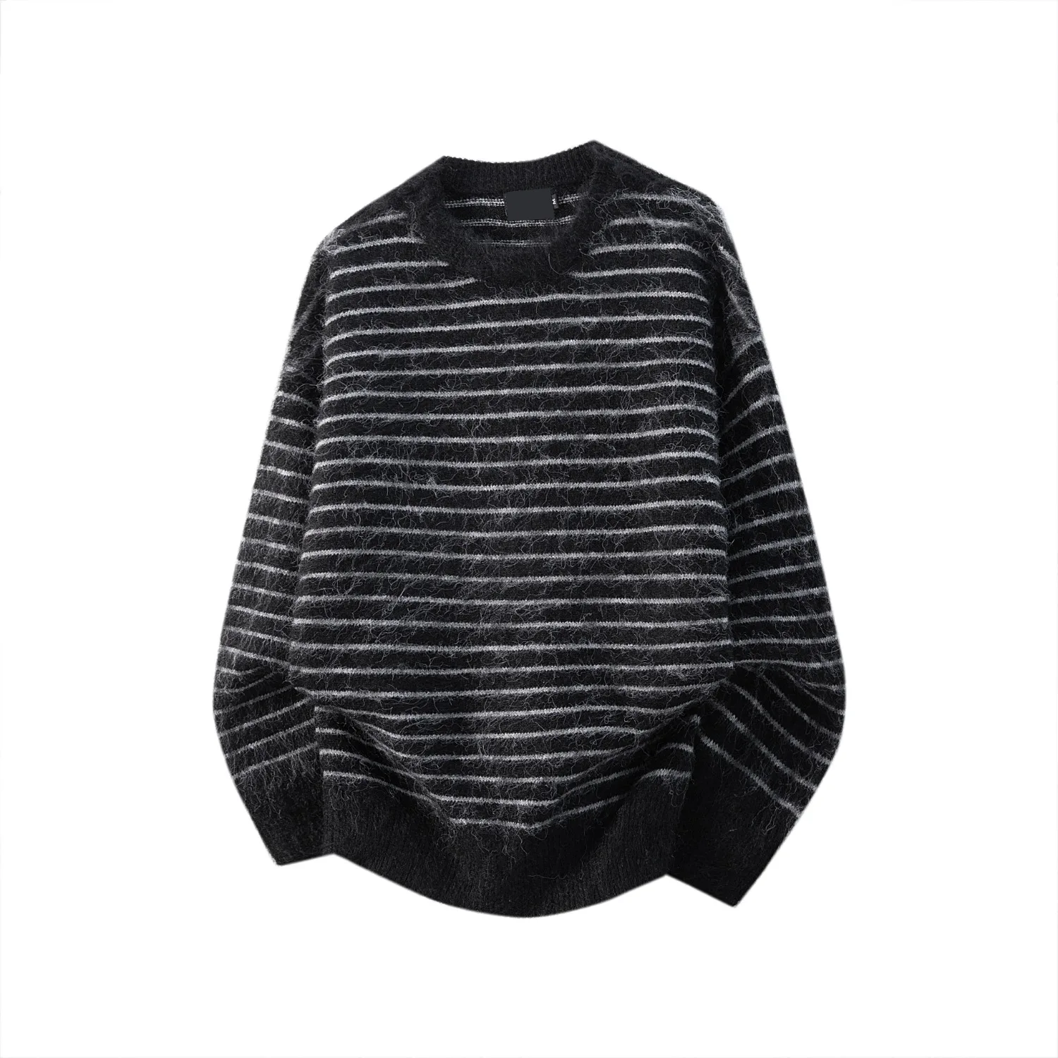

American Retro Striped Color Blo round Ne Thiened Knitted Sweater Men's Women's Lazy Oversize Match Couples Casual Top