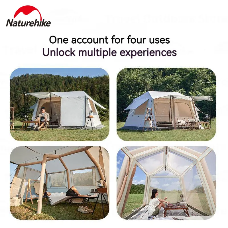 Naturehike Village 8.5 Air Tent Camping 13㎡ Large Inflatable Tent Travel Awning Tent 3-4 People Waterproof Tourist Tent Pump
