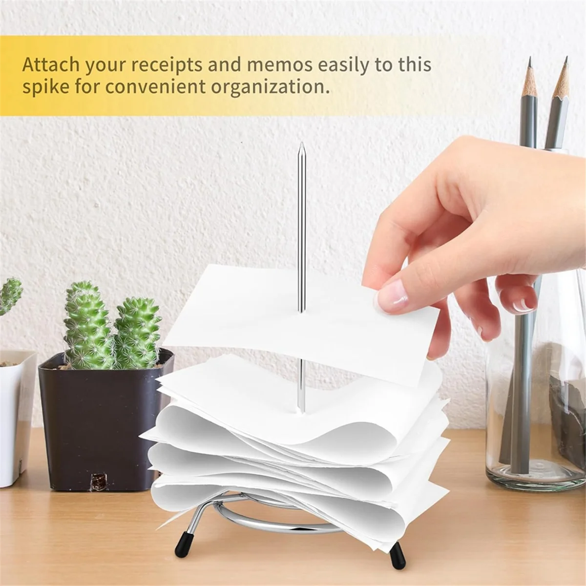 AD11 تذكرة Stabber للمطعم، 3 قطع حامل إيصالات التذاكر تحقق من أوامر المغزل سبايك للأعمال والمكتب والمطبخ