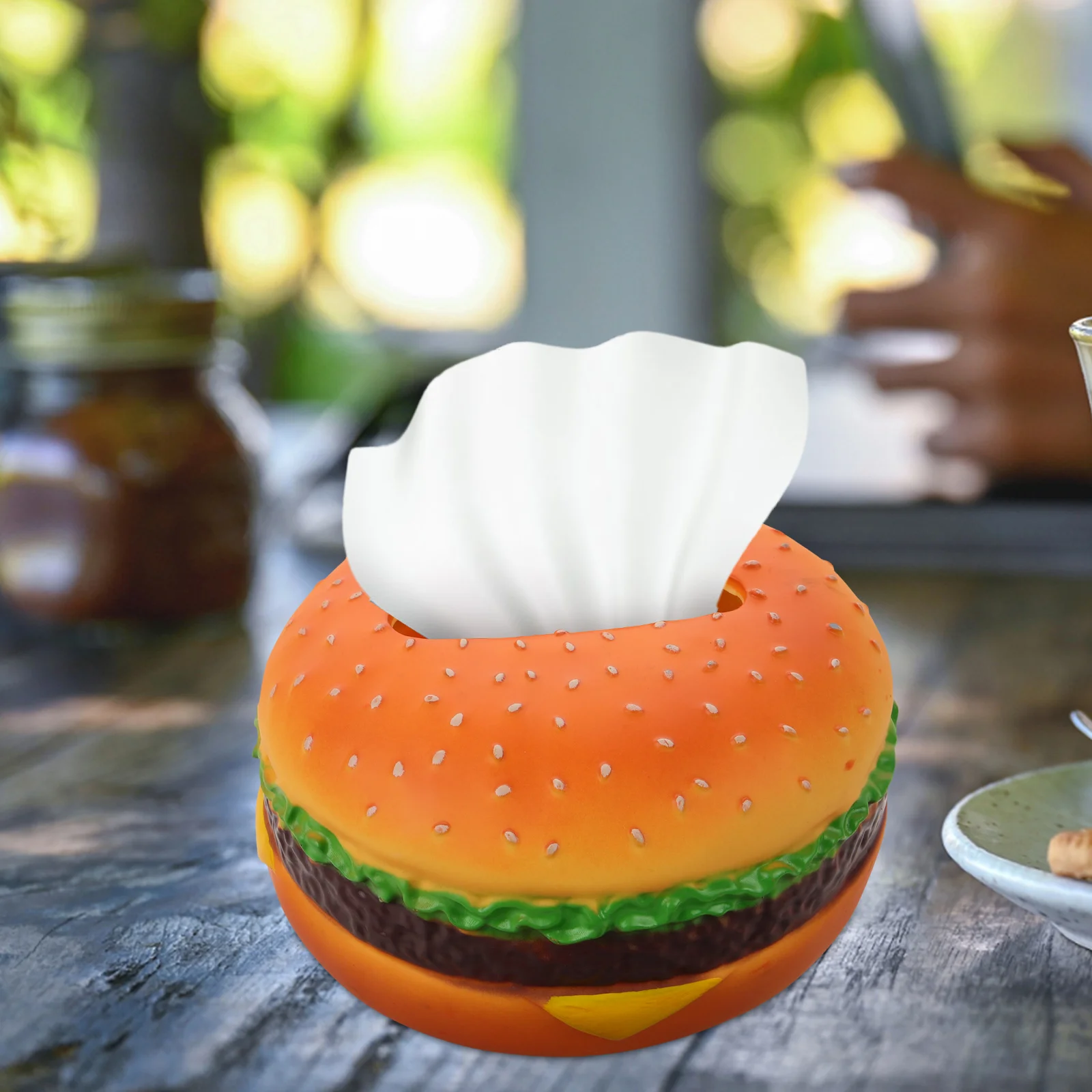 

Hamburger Tissue Box Resin Lightweight Exquisite Craftsmanship Napkin Holder Home Office Retro Container Paper Towel Dispenser
