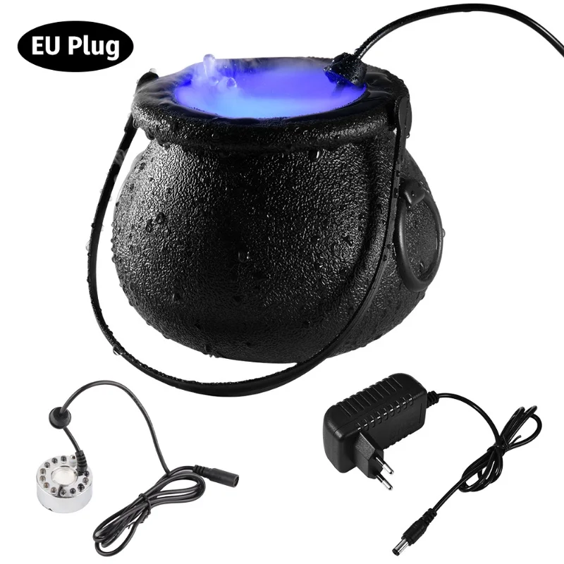 12個のledライト付きハロウィン魔女バケツ、ミストメーカー付きハロウィン大釜