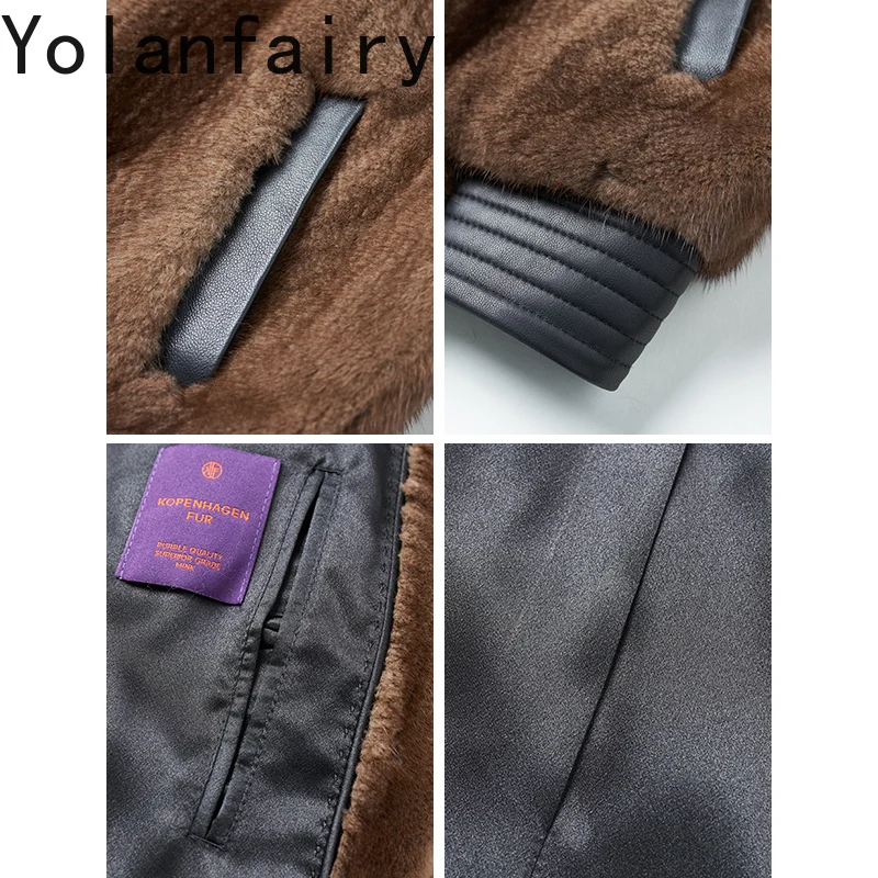 YOLANFAIRY Natural Fur Coat Woman Luxury Whole Mink Fur Jackets for Women Clothing Winter Elegant Ultra-short Fur Coats Jacket