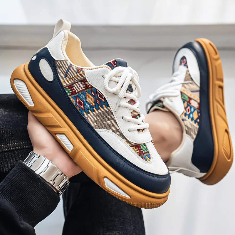 

Men's Sneakers Wear-resistant RetroThick Soled Height Increasing Shoes Canvas Shoes Trend Student Student Board Shoes