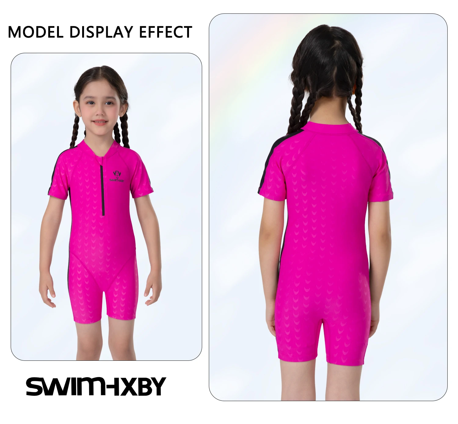 

Kids Outdoor WaterProof Surfing Beach Competitive Knee Length SwimSuit One Piece Professional Quick-Dry Sports Bathing SwimWear