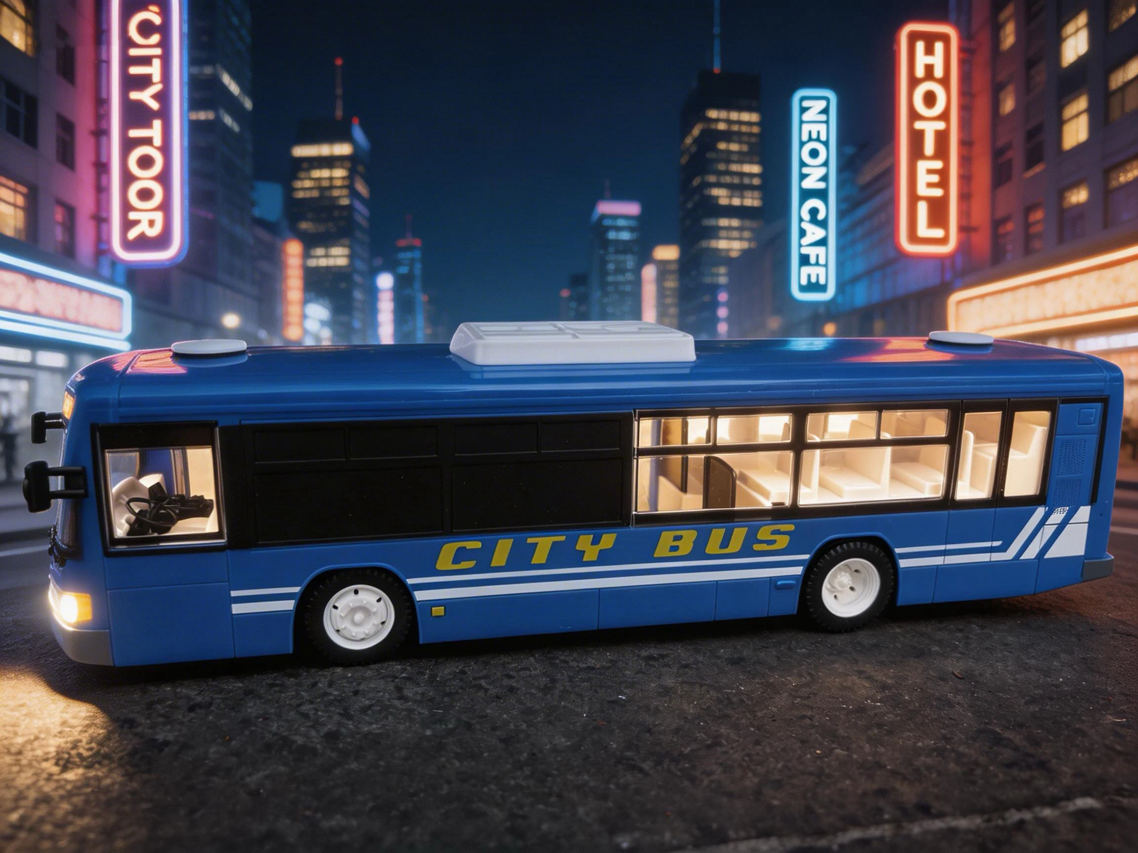 C Bus Car E635-003 City Bus Transport Toy Car One-Button Auto Opening Doors Headlight Taillight w/Sound