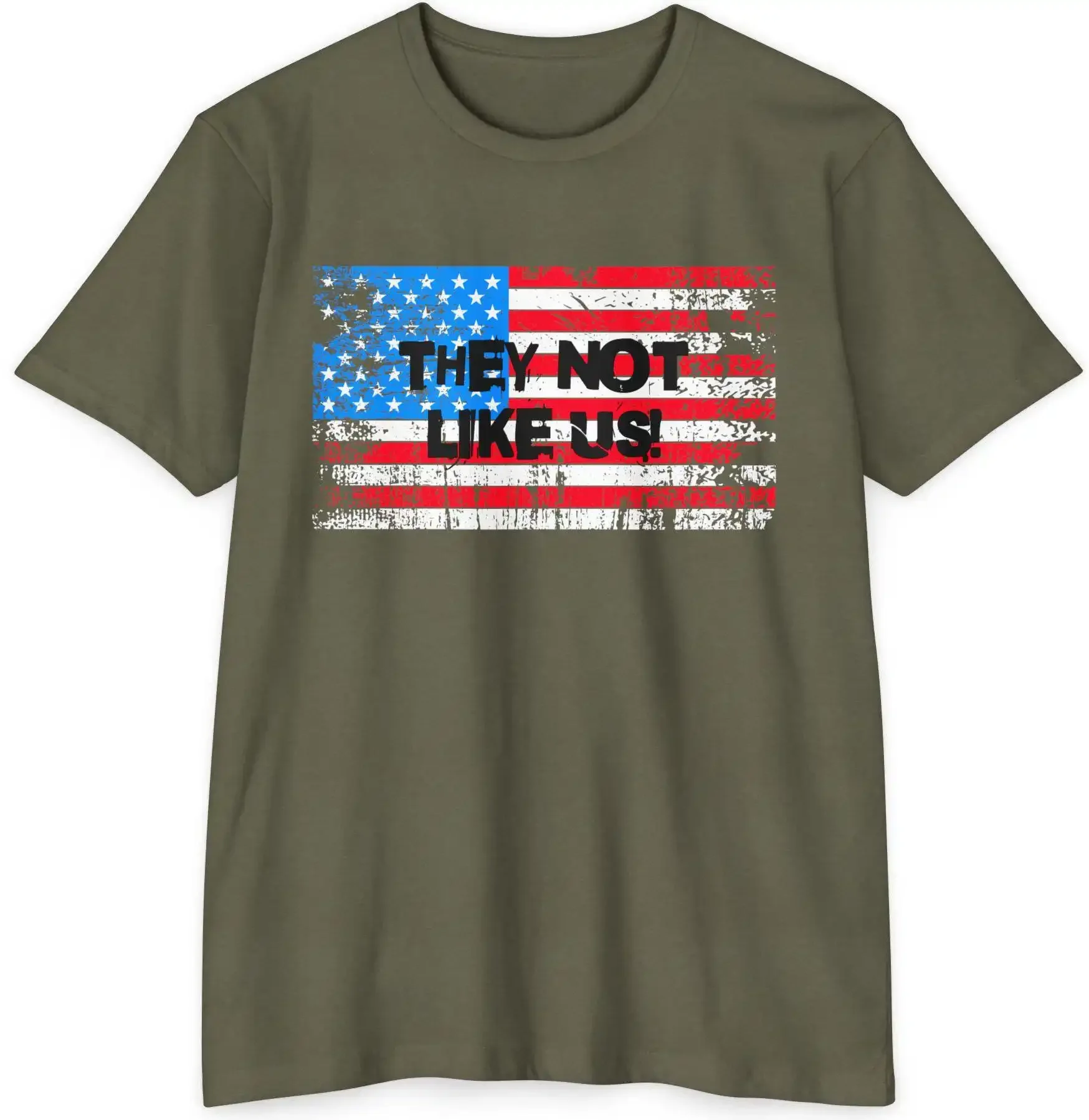 T Shirt They Not Like Us Damaged American Flag Theme Patriotic Distressed USA Political Statement