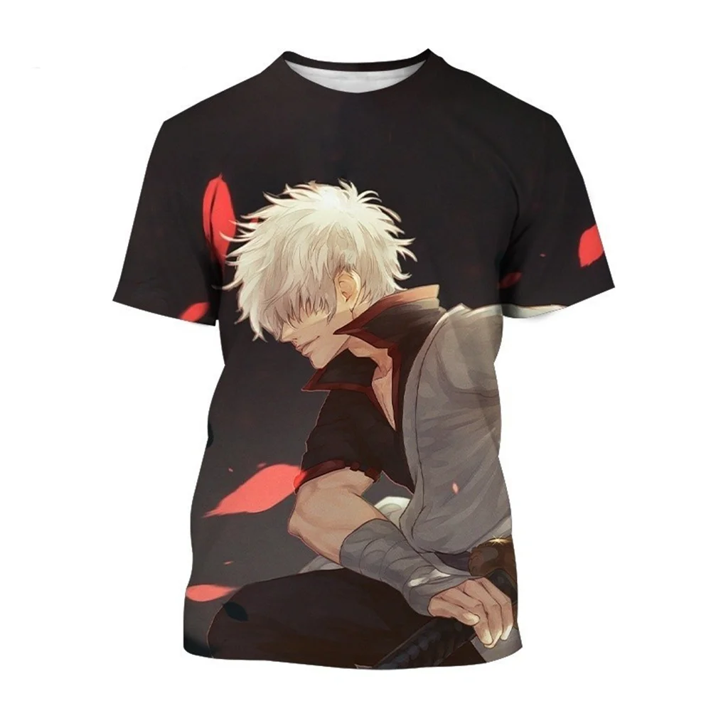 Verano Gintama Anime Caliente 3D Popular Camiseta Handsome boy crew neck T-shirt