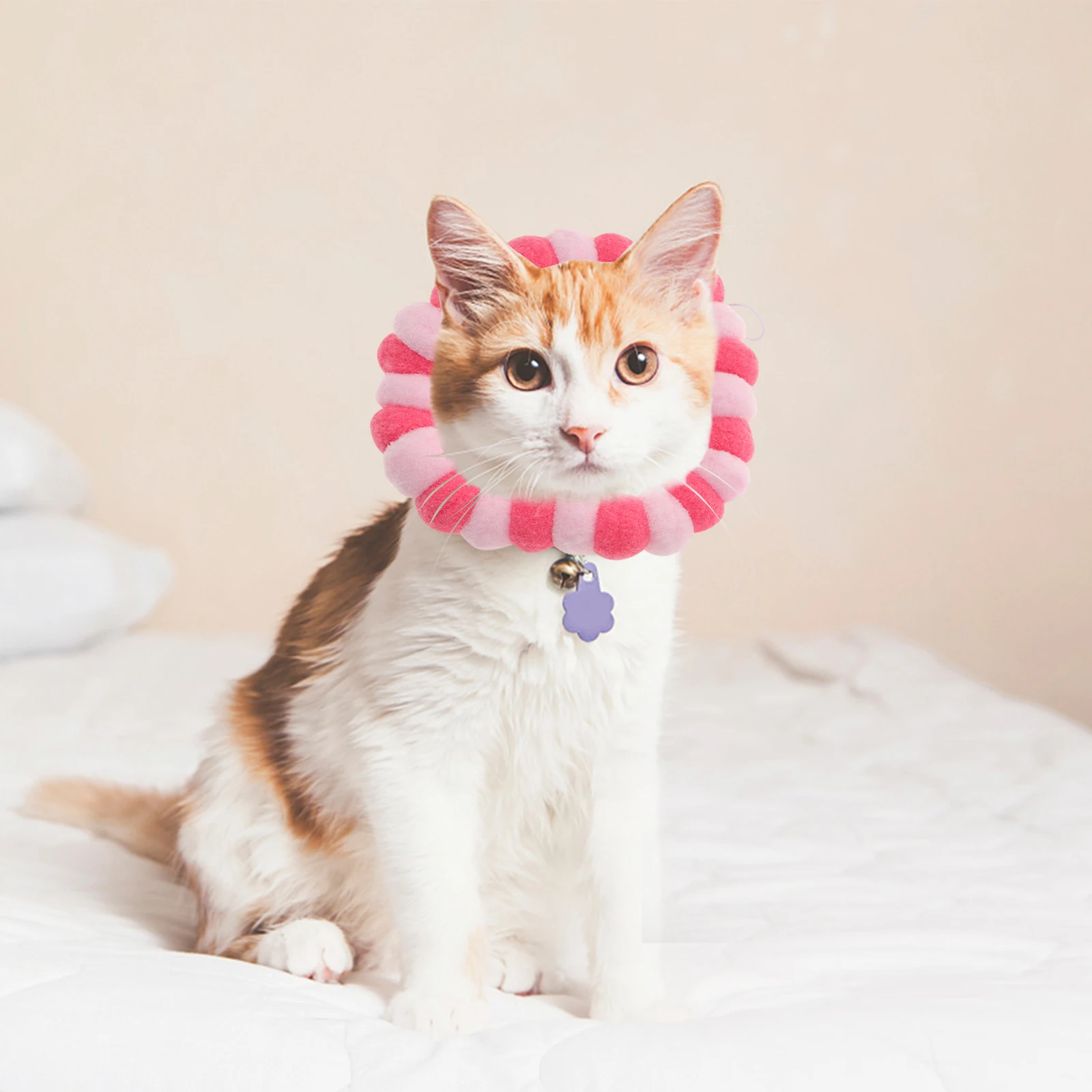 

2pcs Colorful Ball Pet Collar Set For Cats Dogs Festival Party Necklace Accessory Lightweight Elastic Washable Vivid Fade