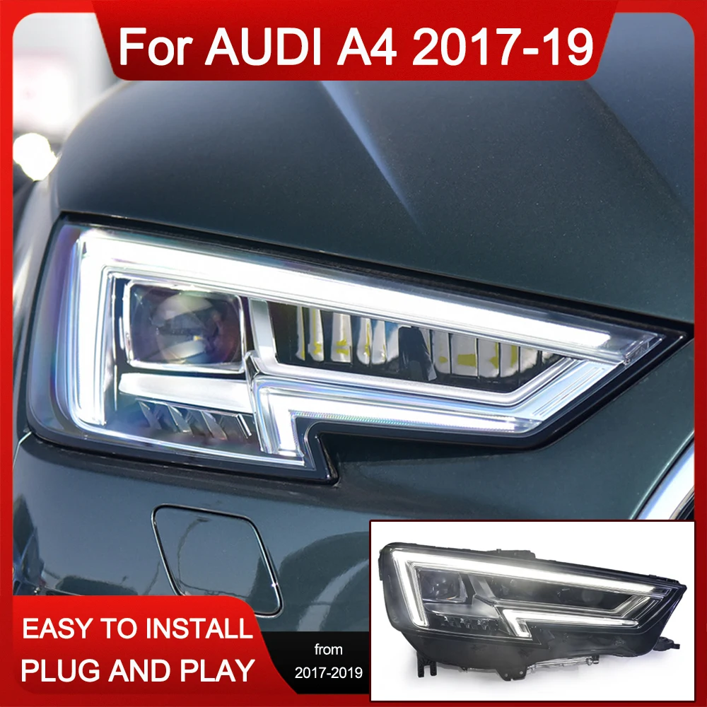 

Car LED Headlight For Audi A4 B9 A4L S4 RS4 2017 2018 2019 Front DRL Turn Signal Assembly Headlights Plug and Play Head Lamps