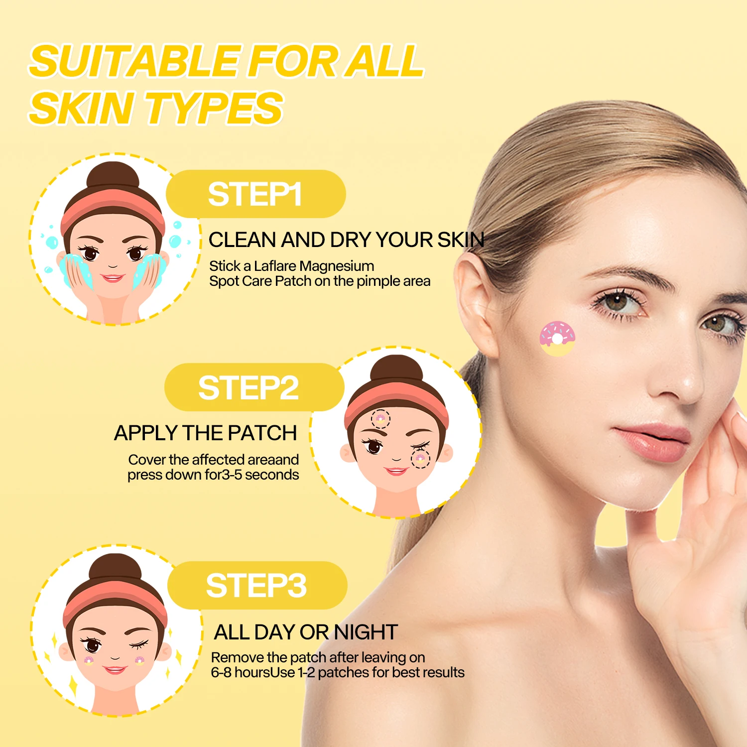 96 قطعة من رقع حب الشباب دونات |   لطيف ومقاوم للماء وارتداء طوال اليوم