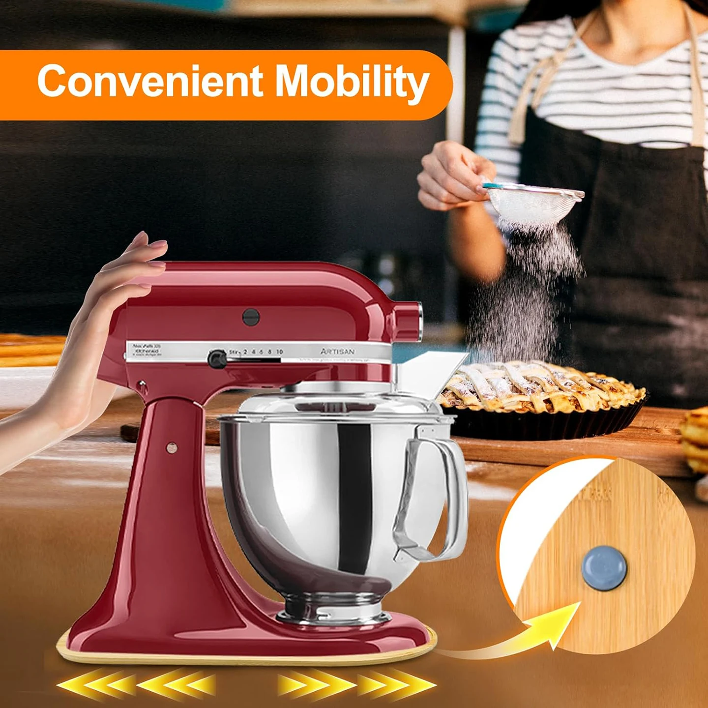 Für KitchenAid's Bambus-Mixer-Gleiter, 4,5-5 QT Vertikaler Mixer mit Schrägkopf, Elektrische Gleitplatte, Küchenmixer-Zubehör – Detail 10