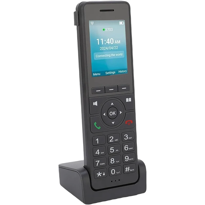 Telefone sem fio de rede com tela colorida 2.4, telefone de mesa Voip Dual SIM com Wifi BT para comunicação de escritório doméstico