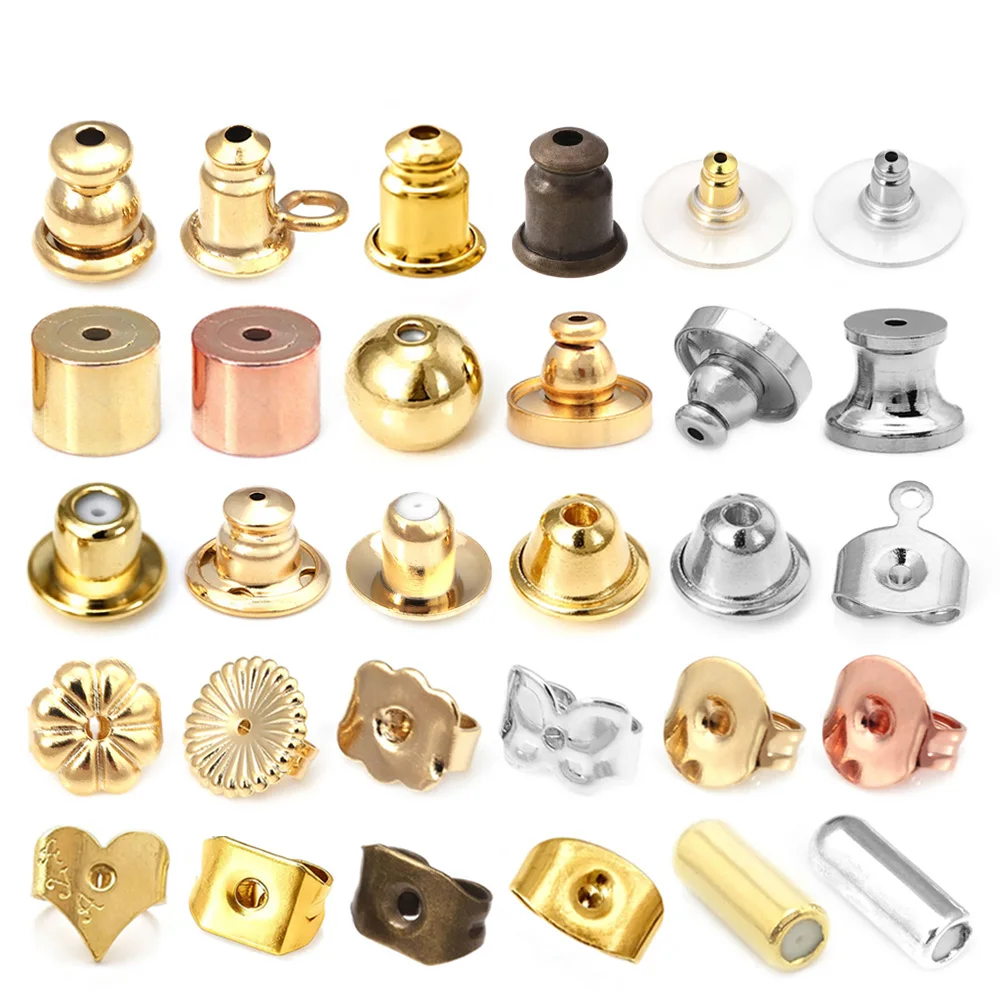 Bullet Butterfly Heart Round Cylinder Stud Earring Back Brooch Stopper Jewelry Making Supplies Diy Findings Accessories
