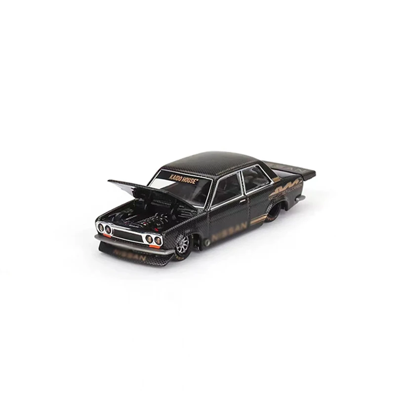 Kaido House + MINIGT 1:64 Toy Model Car Datsun 510 Pro Street Alloy Open Hood Vehicle #KHMG110 Full Carbon